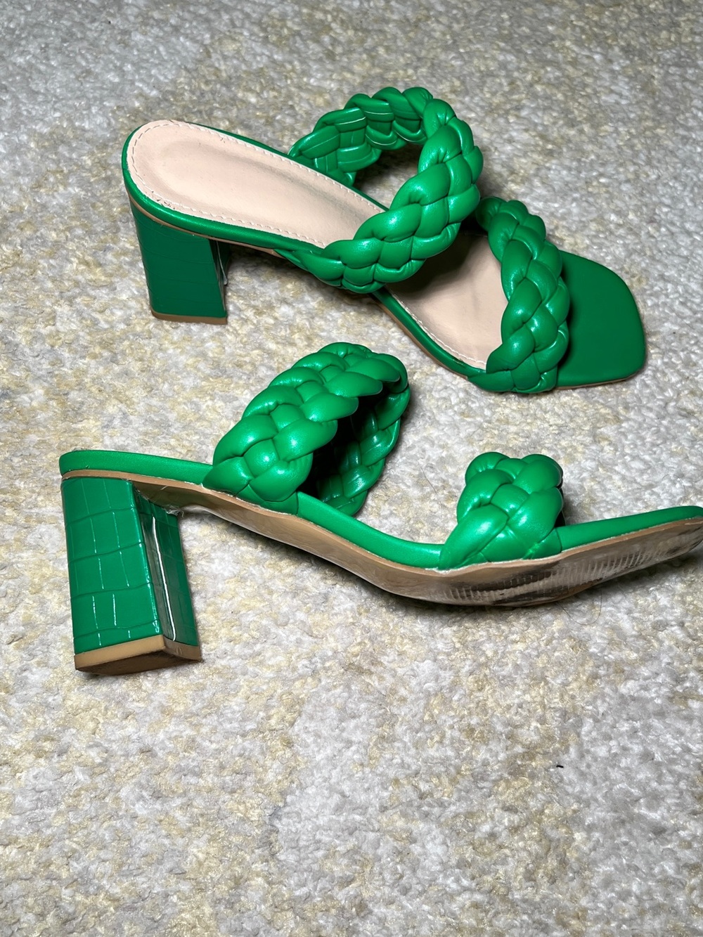 Green Braided Double Strap Mule Heels – Size 9 - Picture 6 of 6